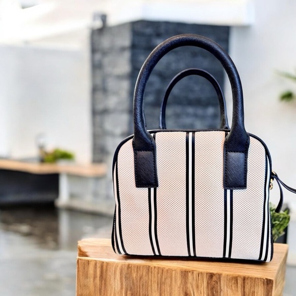 Tommy Hilfiger Navy & White Striped Mini Satchel Bag - Picture 8 of 15